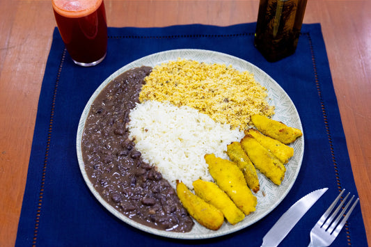Arroz, Feijão, Farofa de Couve e Batata Doce com Páprica 380g