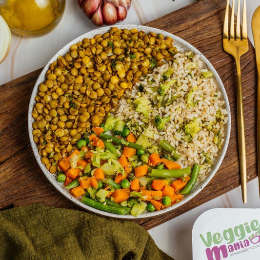 Salada de Lentilha, Arroz Integral de Brócolis e Mix de Legumes 380g